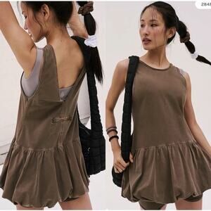 NWT Free People FP Movement Hot Shot Bubble Hickory Stone Tunic dress Sz L